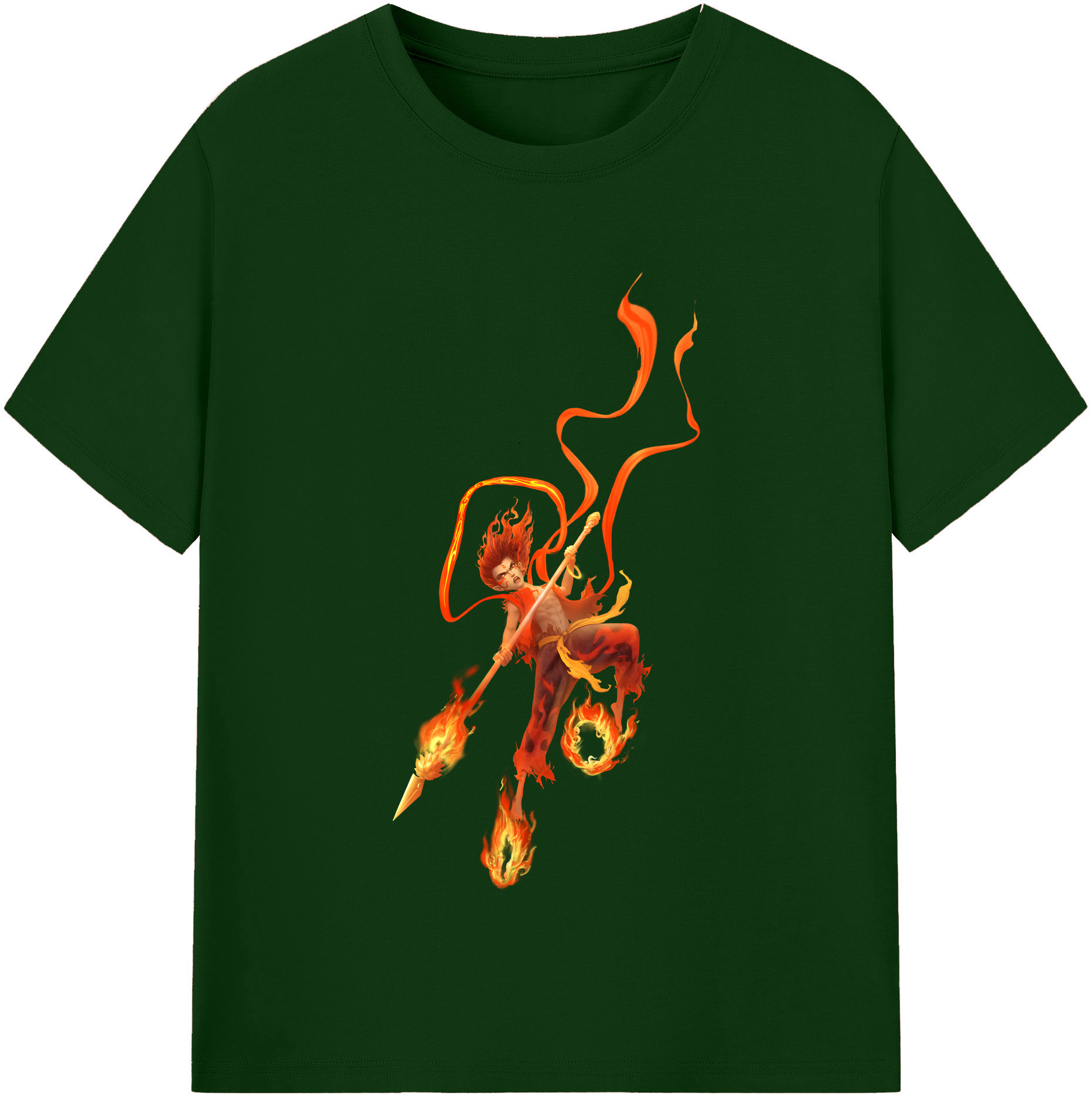 （画像用） Ne Zha 2 ナタ 魔童の大暴れ 綿100％半袖Tシャツ（フロントプリント）